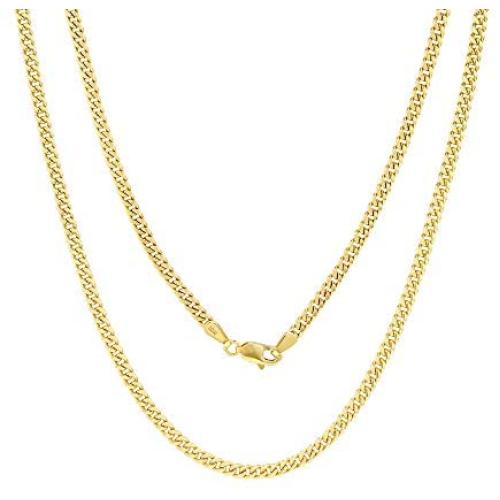 Nuragold 10k Yellow Gold 3mm Miami Cuban Link Chain Pendant Necklace, Mens Womens Lobster Lock 16'' 18'' 20'' 22'' 24'' 26'' 28'' 30''