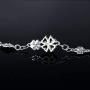 JIANGXIN 925 Sterling Silver Birthstone Chain Link Bracelet for Women Girl Lucky Four leaf clover Gemstone Fine Jewelry Good Luck Shamrock Birthday Gift