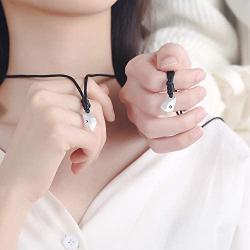 Couples Necklace Set Sun and Moon Engraved Simple Fashion Unique Magnet Attraction Design Romantic Love Stone Necklace Set for Him and Her Boyfriend Girlfriend Teens Women Men 2 pcs