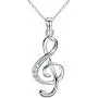 QXJX Music Note Pendant Necklace 925 Sterling Silver Cubic Zirconia Jewelry for Women Girl Box Chain 18''