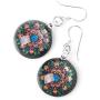 SUVANI Sterling Silver Hand Blown Murano Glass Multi-Colored Magic Mandala Flower Round Dangle Earrings