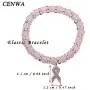 CENWA Breast Cancer Awareness Bracelet Pink Rhinestone Ribbon Charm Beads Bracelet Breast Cancer Support Gift