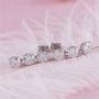 DovEggs Sterling Silver 3CTW 5mm G-H-I Color Clear Moissanite Three Stone Drop Earring Push Back for Women