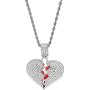 MOCA Broken Heart Chain Necklace & Pendant Iced Out Bling Zircon Hip hop Jewelry Silver