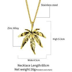 TIDOO Jewelry Mens Stainless Steel Leaf Steampunk Street Style Pendant Necklace Gold