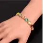 Jewelry 18K Gold Plated round cats Eye/Turquoise Copper Bracelets Magnetic Therapy 7.8''Chain Link for Women