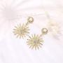 ONLYJUMP Fashion Sun Star Earrings Set for Women Girls Unique Bohemian Vintage Sumflower Shape Pearl Dangle Drop Statement Ear Jewellery
