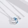 Dolphin Necklace Wave Necklace Sterling Silver Jumping Dolphin Pendant Sterling Silver Blue Gradient Wave Dainty Jewelry Birthday Friendship Gift for Women Girlfriend Teen