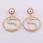 Women Jewelry Lucky Number Five Big Waves Circle Earrings with Pearl
