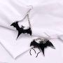 Halloween Gothic Black Bats Dangle Earrings for Women Girls Acrylic Long Dangle Bat Hook Drop Earrings Jewelry