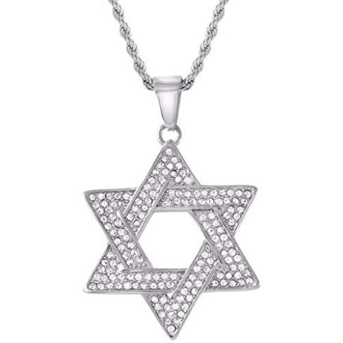 Shop-iGold Star of David Jewish Jewelry Gold Men Women Big Pendant with Free Rope Chain Stainless Steel - Mens Necklace, Mens Jewelry, Stainless Steel Necklace