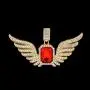 HH Bling Empire Iced Out Ruby Pendant Chain,Tennis Chain for Men in Gold Plated 24 Inches