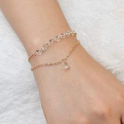 Shanzeh Gold Chain Wave Style and Crystal stones Bracelet for Girls and Women with adjustable size [ATYA 1045]