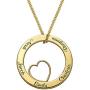 MyNameNecklace Personalized Circle of Love Family Necklace with Heart Inside Precious Metal Silver 925 - Engrave Any Name -Valentines Day Jewelry Gift for Her- Mom-Wife