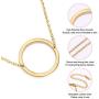 nichowy 2PCS 18K Gold Plated Necklace A-Z Large Letter Pendant Sideways Initial Monogram Necklace for Women and Girls Personalized Jewelry White/Gold Set Stainless Steel
