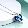 WOTEER Mom Necklace for Mom Birthday I Love You Mom Blue Crystal Necklace for Mom from Daughter