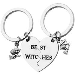 MAOFAED Best Witches Keychain BFF Friendship Gift Sister Gift Broken Heart Best Friend Keychain Set