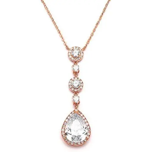 Mariell Cubic Zirconia Y-Shaped Necklace for Brides - Dangling CZ Teardrop Pear-Shaped Wedding Pendant Mariell Cubic Zirconia Y-Shaped Necklace for Brides - Dangling CZ Teardrop Pear-Shaped Wedding Pendant