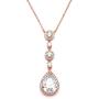 Mariell Cubic Zirconia Y-Shaped Necklace for Brides - Dangling CZ Teardrop Pear-Shaped Wedding Pendant