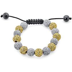 Black Blue White Or Gold Tone Pave Crystal Disco Ball Shamballa Inspired Bracelet for Women Men Adjustable Cord String