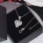 CiNily Ladies Angel Wing Necklace-White Opal Pendant Necklace Embellished with Cubic Zirconia Heart Shape Jewelry Gifts for Women Mom Girls