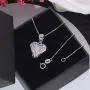 CiNily Ladies Angel Wing Necklace-White Opal Pendant Necklace Embellished with Cubic Zirconia Heart Shape Jewelry Gifts for Women Mom Girls