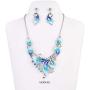 Vintage Statement Necklace and Earrings Set Flower Leaf Pendants Bib Necklaces Fashion Chunky Jewelry for Women Girls