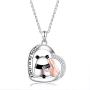 ZGBY 925 Sterling Silver Cute Animal Heart Panda Necklace with Words Engraved Jewelry for Women Girls Teens Birthday Pendant Gift
