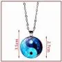SaiDian 2 Pcs Fashion Yin Yang Necklaces Glass Pendant Dragon Moon Pattern Chakra Pendants Silver Cabochon Glass Necklace Sweater Long Chain SaiDian 2 Pcs Fashion Yin Yang Necklaces Glass Pendant Dragon Moon Pattern Chakra Pendants Silver Cabochon Glass Necklace Sweater Long Chain