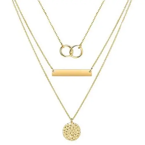 choice of all 3 Layered Necklaces for Women, Dainty 14K Gold Plated Layering Choker Necklace Handmade Layered Moon Coin Disc Necklace Jewelry for Women Girls choice of all 3 Layered Necklaces for Women, Dainty 14K Gold Plated Layering Choker Necklace Handmade Layered Moon Coin Disc Necklace Jewelry for Women Girls