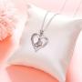 925 Sterling Silver Animal Jewelry Sea Otter Heart Pendant Necklace for Women