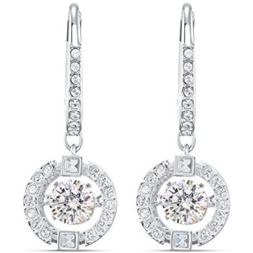 SWAROVSKI Womens Sparkling Dance Round Jewelry Collection, Rhodium Finish, Blue Crystals, Clear Crystals