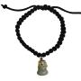 Genuine Gourd Stone Handmade White Green Jewelry Unisex Lucky Black Ribbon String Adjustable Pull Braided Shamballa Bracelet Bangle Gourd for Healing Good Luck and Happiness Wealth Tied Bracelet Fits All Men Women