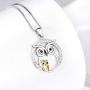 Sterling Silver Owl Necklace Gold Owls Pendant Necklace Jewelry Gifts for Women Mom Daughter (Gold owl necklace) (Gold owl necklace)