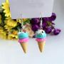 DAMLENG 2 Pairs Unique Cute 3D Soft Clay Ice Cream Dangle Drop Earrings Set for Women Girls Statement Handmade Kawaii Food Cone Candy Earrings Jewelry