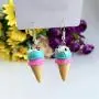DAMLENG 2 Pairs Unique Cute 3D Soft Clay Ice Cream Dangle Drop Earrings Set for Women Girls Statement Handmade Kawaii Food Cone Candy Earrings Jewelry