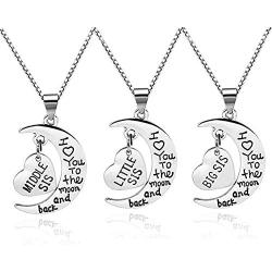 Misola I Love You to The Moon and Back Women Pendants Necklace Best Christmas Birthday Gifts for Mom Daughter Grandama Sisther Jewelry Gifts for Daughter Form Mom and Dad