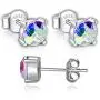 Swarovski Stud Earrings for Women - 925 Sterling Silver Crystal Earrings - Birthstone Earrings Studs for Girls - Aurore Boreale Crystal From Swarovski By GoSparkling Allergy-Free Passed SGS Inspection