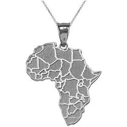 Sterling Silver Africa Country Map Pendant Necklace