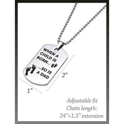 Tstars Dog Tag Gift for New Dads - Stainless Steel Pendant Necklace for New Father Fathers Day Daddy Jewelry with Gift Box