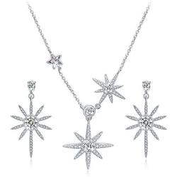 Star Earrings and Necklace Set for Women Sterling Silver, Rhinestone from Swarovski Crystal Jewelry Sets