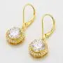 EVER FAITH Womens 925 Sterling Silver Elegant Round CZ Prong Setting Dangle Earrings