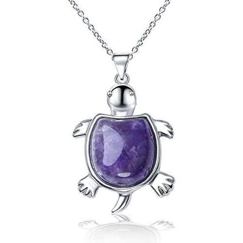 CTYBEADS Crystal Longevity Turtle Pendant,Healing Stone Turtle Necklace, Tortoise Clavicle Chain,Mens and Womens Birthstone Jewelry Treatment Balance Chakra Opal Pendant