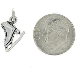 Sterling Silver Oxidized Double Sided Figure Skate Ice Skate Charm