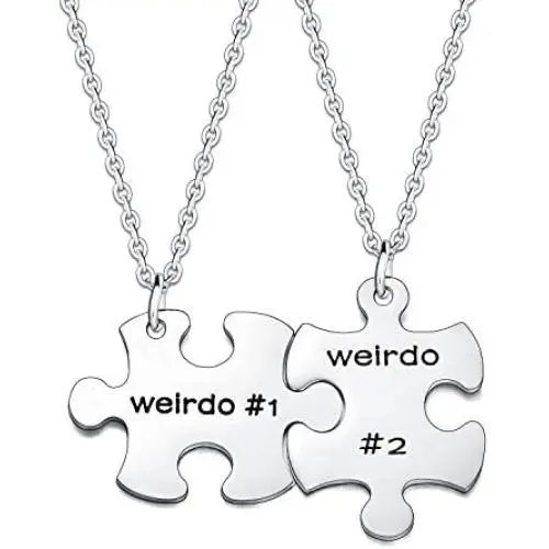 2PC Best Friend Keychain Necklace Weirdo 1 And Weirdo 2 BFF Puzzle Necklaces Gift for Friend Sister Couples 2PC Best Friend Keychain Necklace Weirdo 1 And Weirdo 2 BFF Puzzle Necklaces Gift for Friend Sister Couples