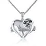 Grecia White Gold Plated Sloth Necklace for Women Love Heart Shaped Pendant Gift for Her, Smile Sloth Jewelry for Girlfriend, Wife, Sister, Grandma, Mom