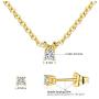 MDFUN Simple Necklace and Earring Jewelry Set for Women and Girls, 18K Gold Plated Halo Cubic Zirconia Round Cut Stud Earring and Pendant Choker