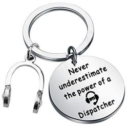 FUSTMW Dispatcher Gift Keychain 911 Operator Gifts 911 EMT Police Sheriff Dispatcher Gifts Jewelry Never Underestimate The Power of a Dispatcher