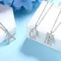 Cubic Zirconia Iced Out Initial Letter Necklace for Women Men 925 Sterling Silver Simulated Diamond Bling A to Z 26 Alphabet Pendant Necklace Bridesmaid Engagement Jewerly Gift
