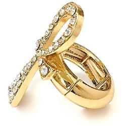 GWOOD Ankh Ring with Crystal Rhinestones and Stretch Band
